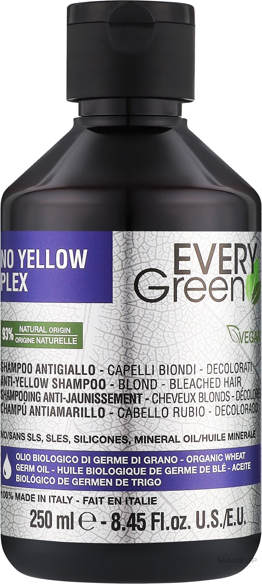 Anti-Gelb-Shampoo für blondes und blondiertes Haar - EveryGreen No Yellow Plex Shampoo — Bild 250 ml