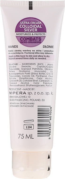 Schützende und feuchtigkeitsspendende Handcreme mit kolloidalem Silber - Vipera Hand Cream With Silver — Bild N2