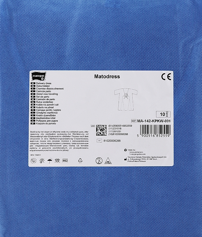 Einweg-Umstandskleid L/XL blau 10 St.  - Matopat Matodress  — Bild N1