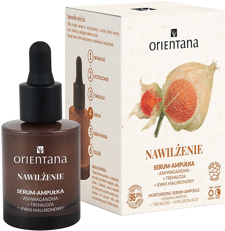 Feuchtigkeitsspendendes Gesichtsserum in Ampullen  - Orientana Ashwagandha Trehalose Hyaluronic Acid Moisturizing Serum-Ampoule  — Bild N1