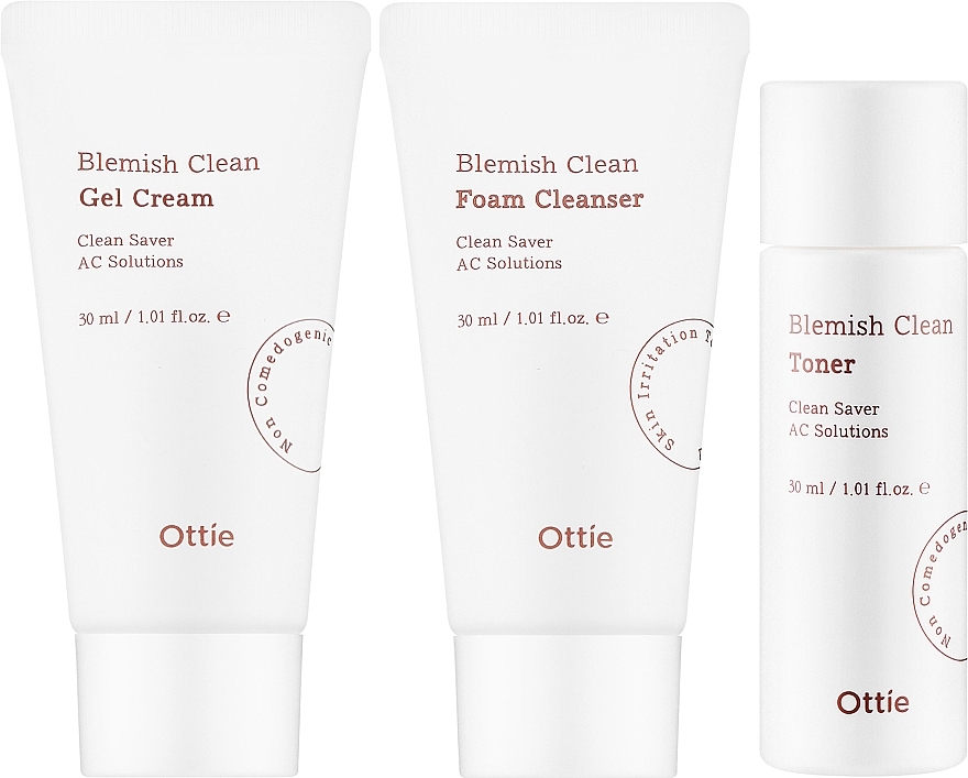 Set - Ottie Blemish Clean Miniature Set (foam/30ml + ton/30ml + cr/30ml) — Bild N2