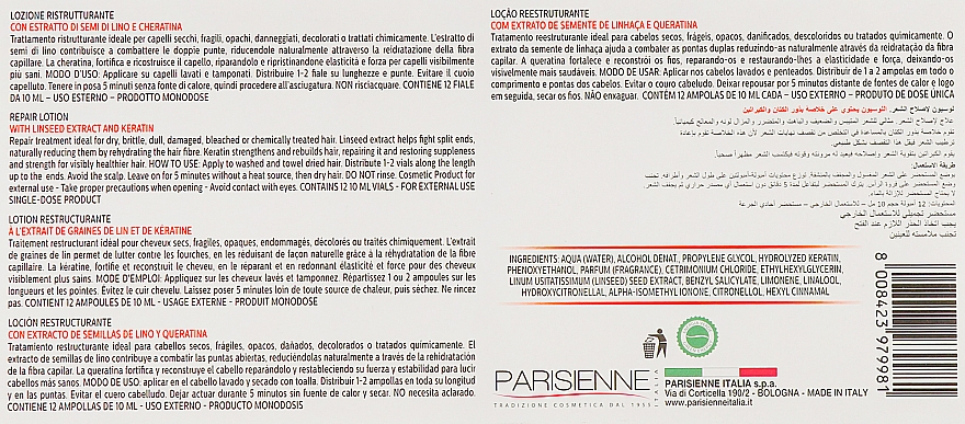 Revitalisierende Haarlotion in Ampullen - Parisienne Italia Lin Exance Semi Di Lino Lozione Ristrutturante — Bild N3
