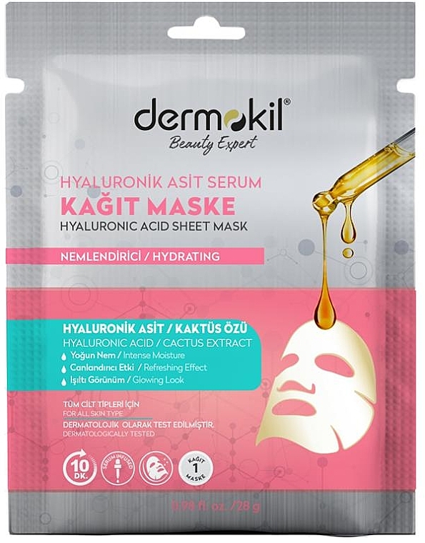 Tuchmaske für das Gesicht mit Serum und Tonerde mit Hyaluronsäure - Dermokil Hyaluronic Acid Serum & Clay Sheet Mask — Bild N1