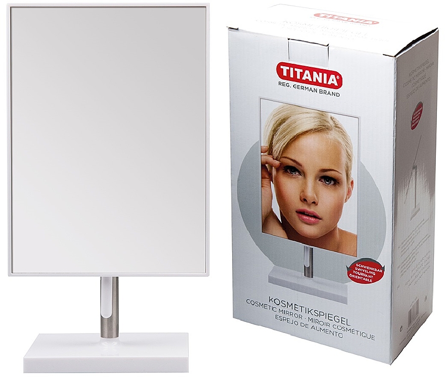Kosmetik-Standspiegel im Rahmen auf Metallbein 16x30 cm - Titania — Bild N1