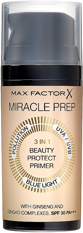 Schützender Gesichtsprimer mit Ginseng- und Ginkgo-Extrakten - Max Factor Miracle Prep 3in1 Beauty Protect Primer SPF 30 PA+ — Bild N1