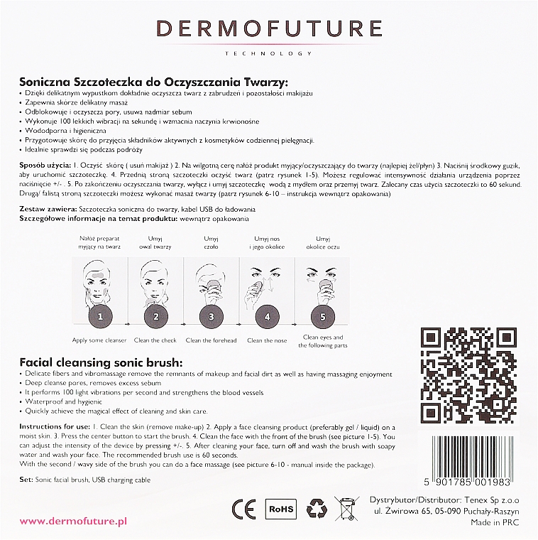 Elektrische Gesichtsreinigungsbürste aus Silikon rosa - Dermofuture — Foto N3
