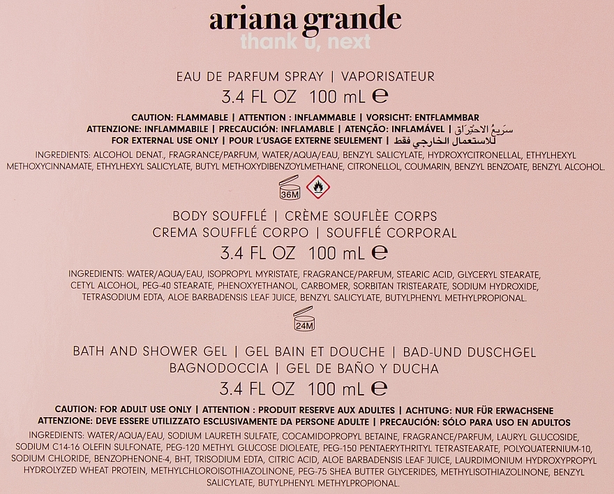 Ariana Grande Thank U, Next - Duftset (Eau de Parfum 100ml + Körperlotion 100ml + Duschgel 100ml) — Bild N4