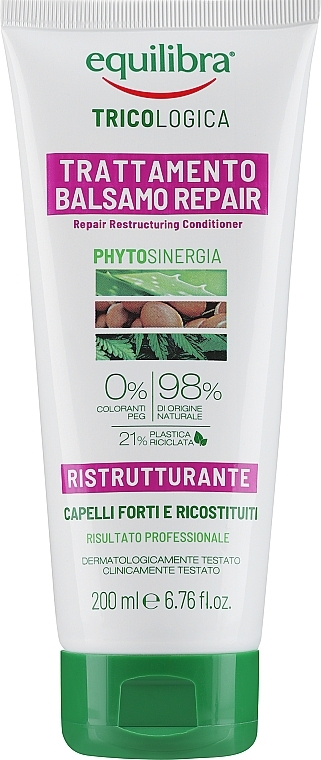 Regenerierende Haarspülung mit Aloe Vera, Argan und pflanzlichem Keratin - Equilibra Tricologica Repair Restructuring Conditioner — Bild N1