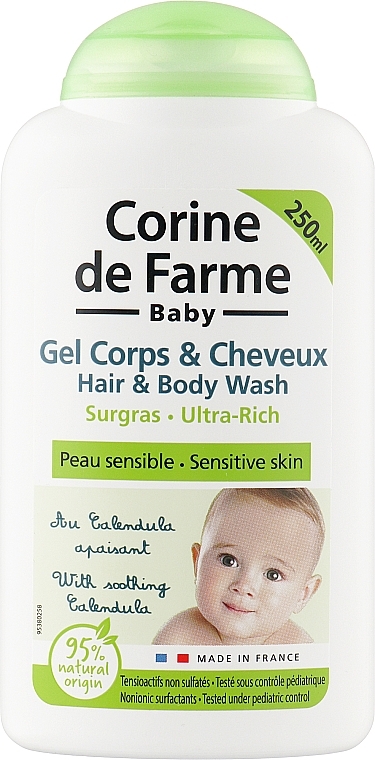 Hypoallergenes sanftes Duschgel für Körper und Haar für empfindliche Babyhaut - Corine De Farme 