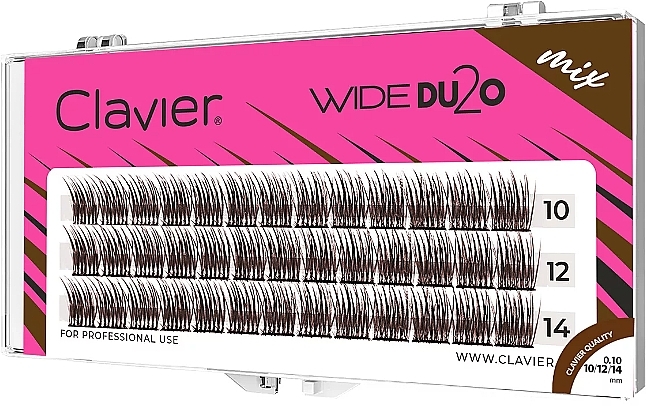 Künstliche Wimpern braun 10, 12, 14 mm C-Kurve 10D - Clavier Wide DU2O MIX Brown  — Bild N1