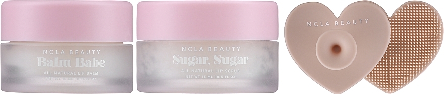 Körperpflegeset - NCLA Beauty Coconut Vanilla Lip Care Set (Lippenbalsam 10ml + Lippenpeeling 15ml + Zubehör) — Bild N2