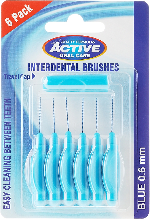 Interdentalzahnbürsten 0,6 mm blau 6 St. - Beauty Formulas Active Oral Care Interdental Brushes Blue — Bild N1