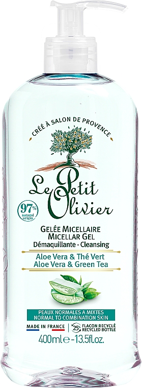 Mizellen-Gesichtsgel Aloe und grüner Tee - Le Petit Olivier Cleansing Micellar Gel — Bild N1