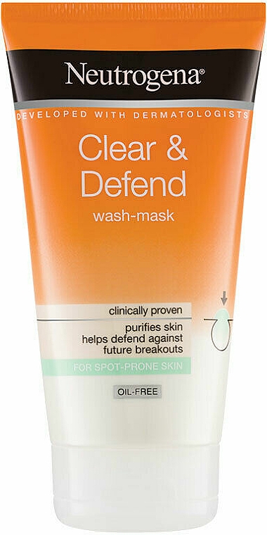 2in1 Gesichtsmaske ohne Ölen - Neutrogena Clear & Defend 2 in 1 Wash-Mask — Bild N1