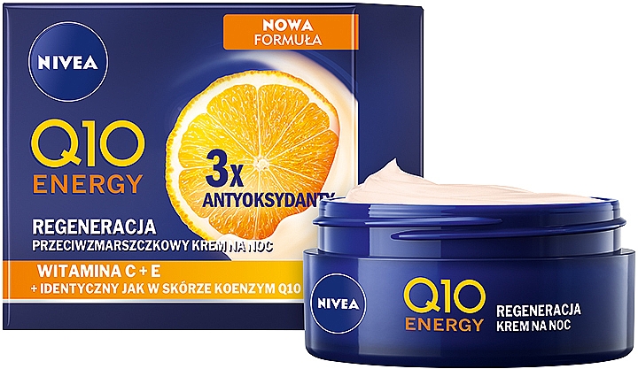 Gesichtscreme mit Vitamin C und E für die Nacht - Nivea Q10 Energy Recharging Night Cream — Bild N1