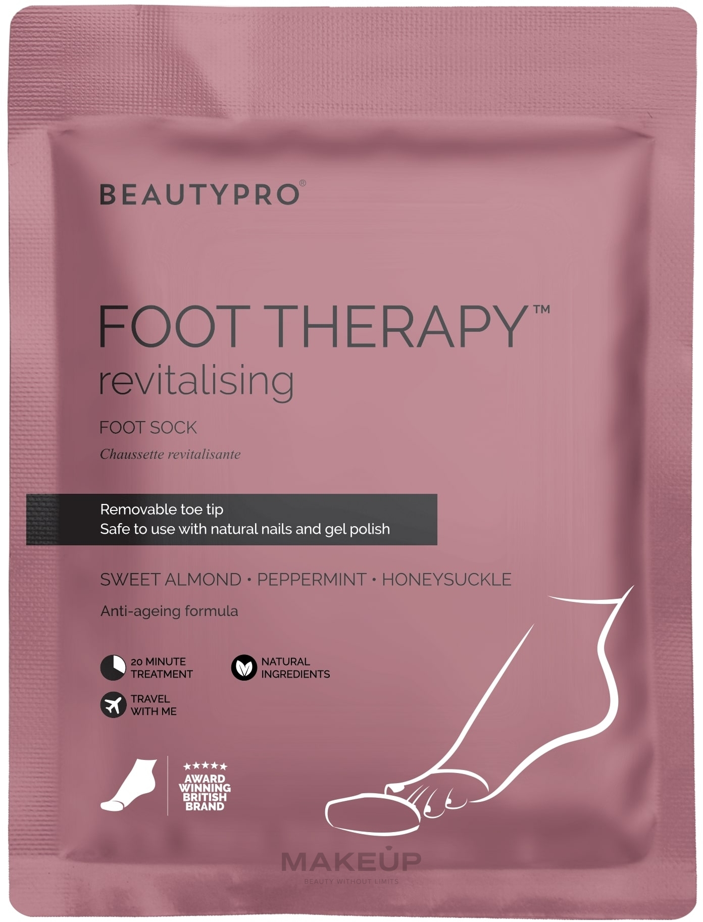 Anti-Aging Fußsocken mit Meereskollagen, Sheabutter und Pfefferminze - BeautyPro Foot Therapy Collagen Infused Bootie — Bild 17 g