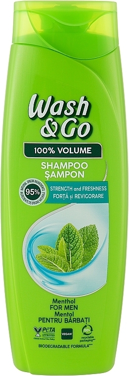 Shampoo mit Minzextrakt - Wash&Go 100 % Volume Menthol Shampoo — Bild N1
