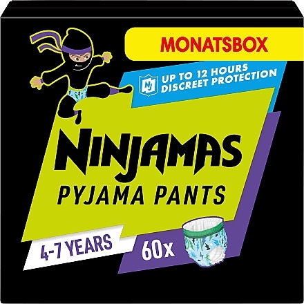 Windelhöschen Ninjamas Pyjama Boy Pants 4-7 Jahre (17-30 kg) 60 St. - Pampers — Bild N1