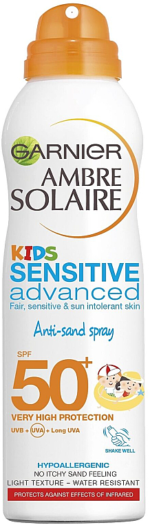 Anti-Sand Sonnenschutz-Trockenspray für Kinder SPF 50+ - Garnier Ambre Solaire Kids Sensitive Anti-Sand Sun Cream Spray SPF50+ — Bild N1