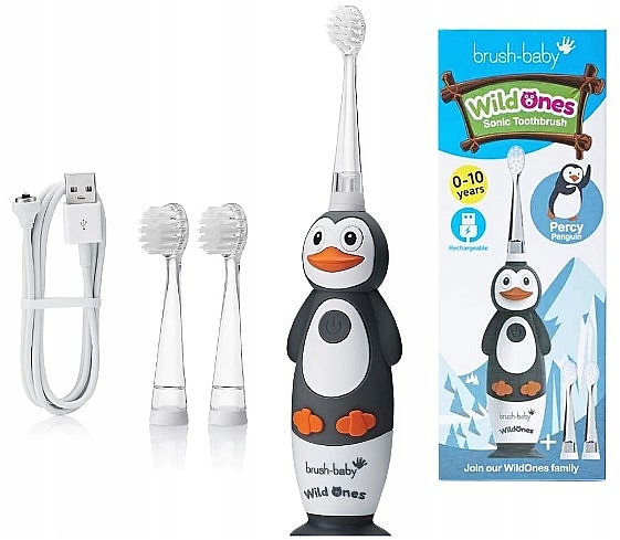 Elektrische Zahnbürste 0-10 Jahre - Brush-Baby WildOnes Percy Penguin Sonic Toothbrush — Bild N2