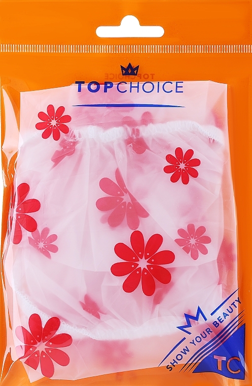 Duschhaube 30369 transparent mit roten Blüten - Top Choice — Bild N1
