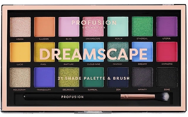 Lidschatten-Palette - Profusion Cosmetics Dreamscape 21 Shade Eyeshadow Palette & Brush  — Bild N1