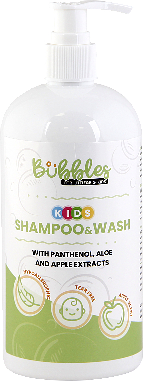 Shampoo & Duschgel für Kinder mit Panthenol, Aloe- und Apfelextrakt - Bubbles Kids Shampoo & Wash — Bild N1