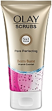 Düfte, Parfümerie und Kosmetik 5in1 Porenreinigendes Gesichtspeeling mit Erdbeerextrakt, Vitaminen B3, E und B5 - Olay Scrubs Pore Perfecting Berry Burst