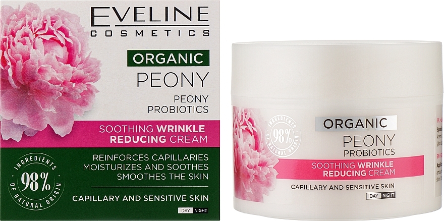 Beruhigende und faltenreduzierende Creme für empfindliche Haut - Eveline Cosmetics Organic Peony — Bild N2