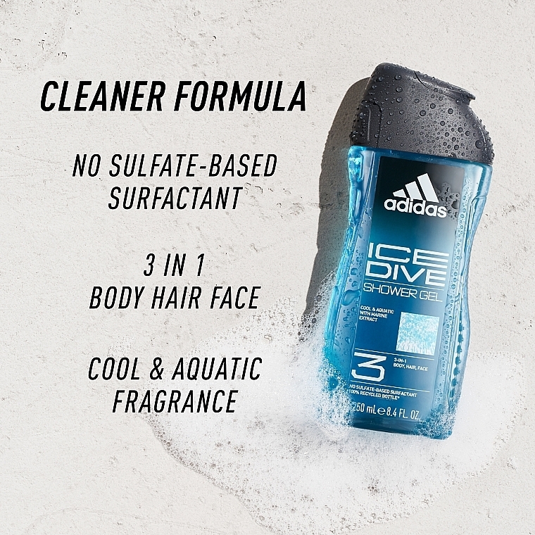 Duschgel - Adidas Ice Dive Body, Hair and Face Shower Gel — Bild N4