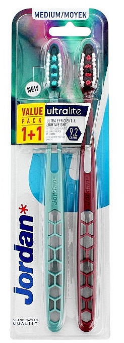 Zahnbürste mittel rot und blau 2 St. - Jordan Ultralite Adult Toothbrush Medium — Bild N1