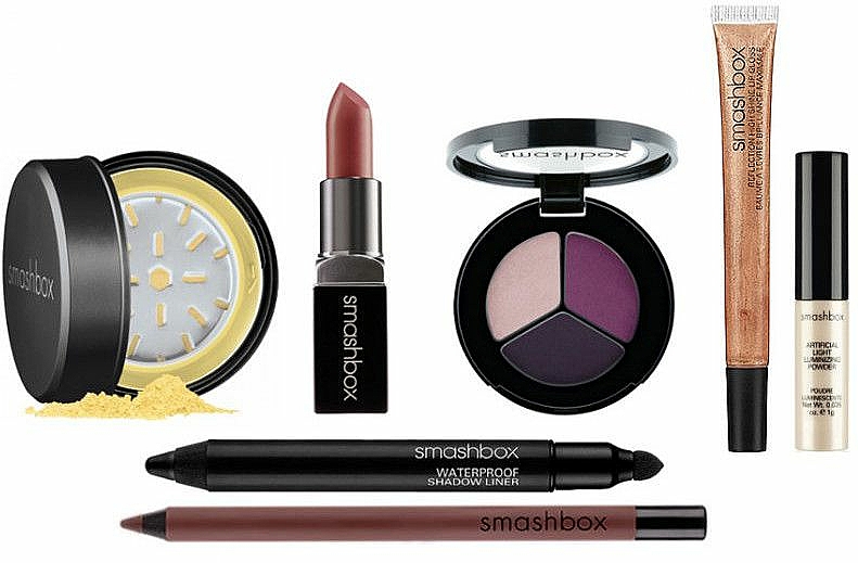 Set - Smashbox Gift Set №1 (lipstick/3g + shadow/2.76g + pow/7.1g + shadow liner/2.67g + shine/10.5ml + pencil/1.2g + lumizing powder/1g)