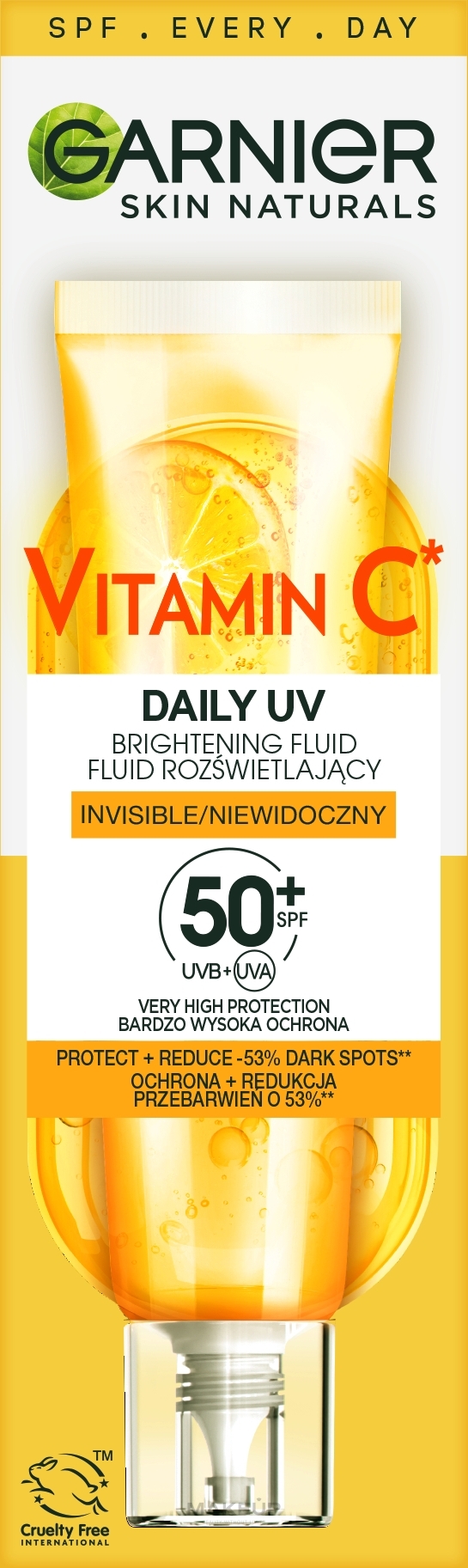 Leichtes Gesichtsfluid - Garnier Skin Naturals Vitamin C Daily UV Brightenning Fluid SPF50+ — Bild 40 ml