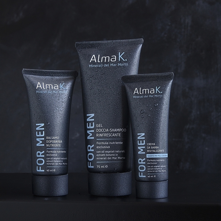 Reiseset für Männer - Alma K. Recharge Travel Kit For Men (Duschgel 75ml + After Shave Balsam 40ml + Shampoo-Balsam 40ml + Kosmetiktasche) — Bild N3