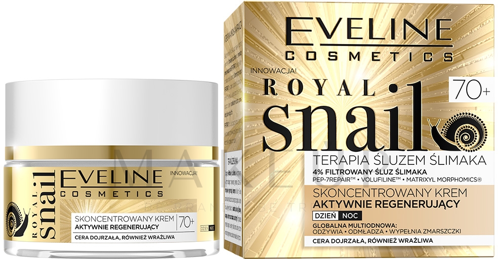 Regenerierende Gesichtscreme mit Schneckenschleimfiltrat 70+ - Eveline Cosmetics Royal Snail 70+ — Bild 50 ml