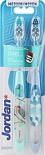 Düfte, Parfümerie und Kosmetik Zahnbürste mittel blau mit einem Vogel und Flieder mit Würfeln - Jordan Individual Clean Medium