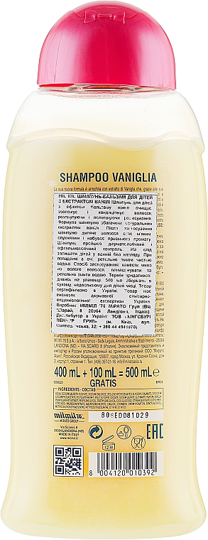 Shampoo-Balsam für Kinder mit Vanilleextrakt - Mil Mil Shampoo Kids With Vanilla Natural Extract — Bild N2