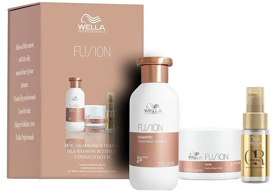 Haarpflegeset - Wella Professionals Fusion (Shampoo /250 ml + Haarmaske /150 ml + Haaröl /30 ml) — Bild N2