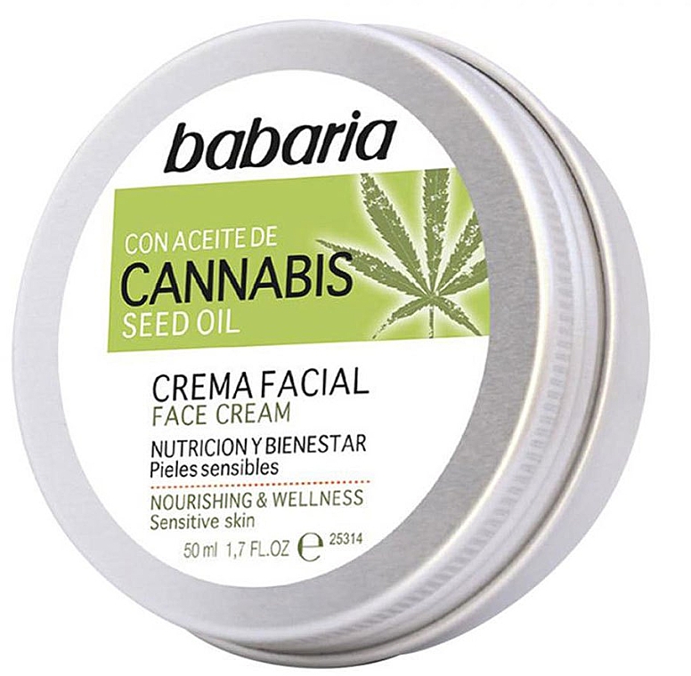 Pflegende und feuchtigkeitsspendende Gesichtscreme mit Cannabissamenöl und Vitamin E - Babaria Cannabis Seed Oil Face Cream — Bild N1