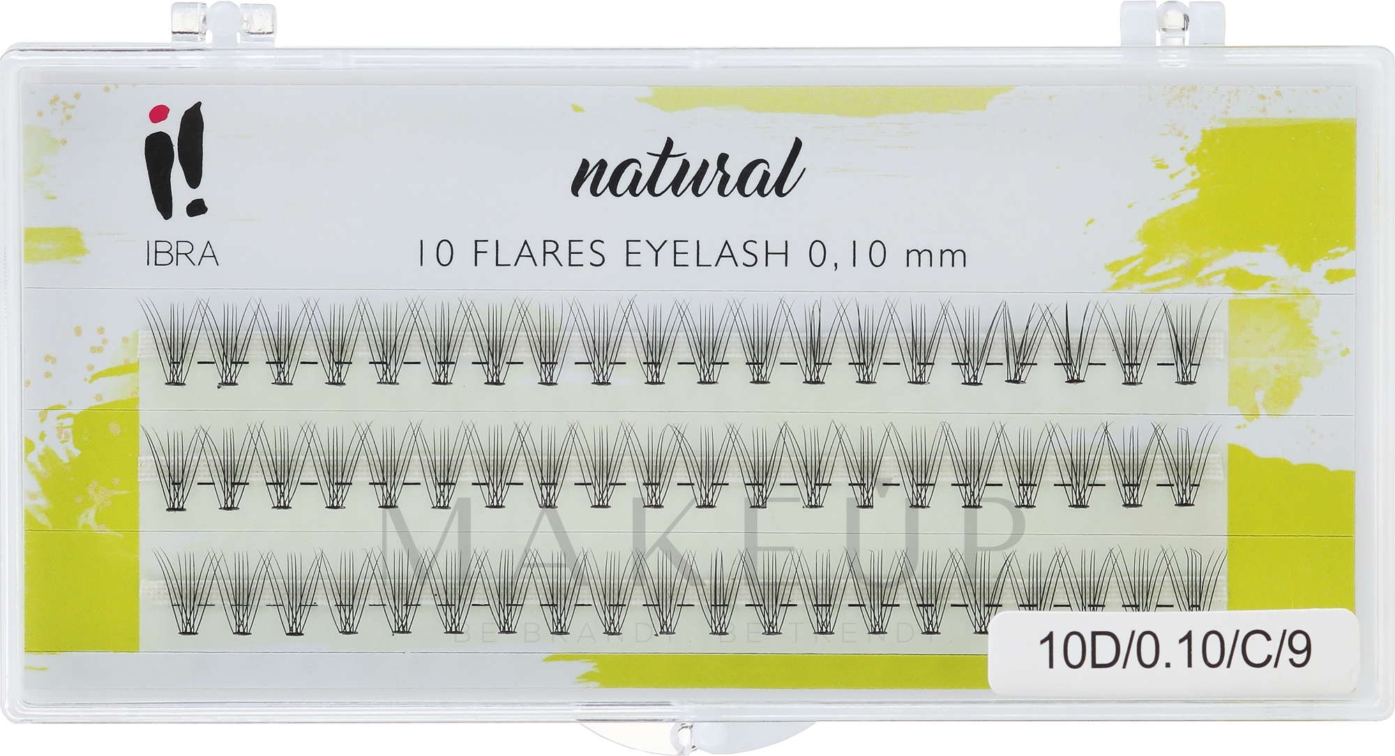 Wimpernbüschel 0.10-C/9 mm - Ibra 10 Flares Eyelash Knot Free Naturals — Bild 60 St.