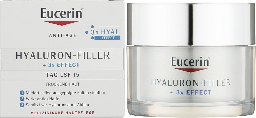 Anti-Falten Tagescreme für trockene und empfindliche Haut mit Hyaluronsäure - Eucerin Hyaluron-Filler Day Cream For Dry Skin — Bild N2