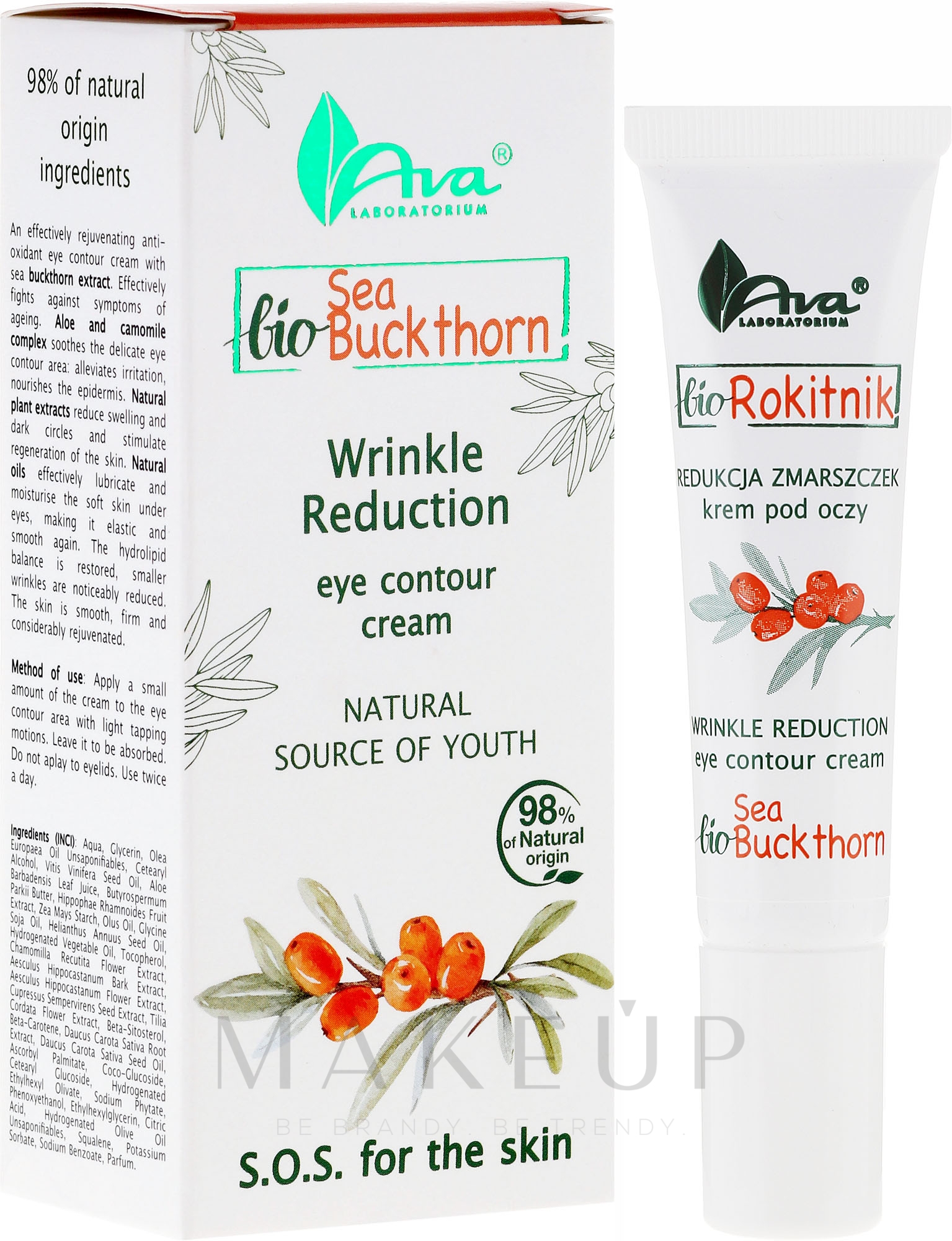 Anti-Falten Augencreme - Ava Laboratorium BIO Sea Buckthorn Eye Contour Cream — Bild 15 ml