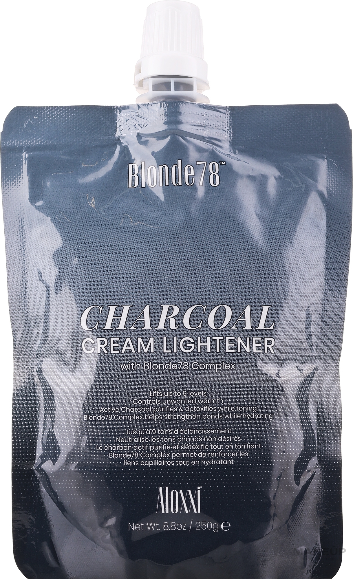 Creme zur Aufhellung der Haare mit Aktivkohle  - Aloxxi Blonde78 Charcoal Cream Lightener — Bild 250 g