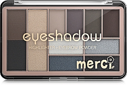 Make-up Palette für Augen und Gesicht - Merci Eyeshadow & Highlighter + Eyebrow Powder — Bild N2