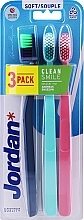 Zahnbürste weich dunkelblau + minzgrün + rosa 3 St. - Jordan Clean Smile Soft — Bild N2