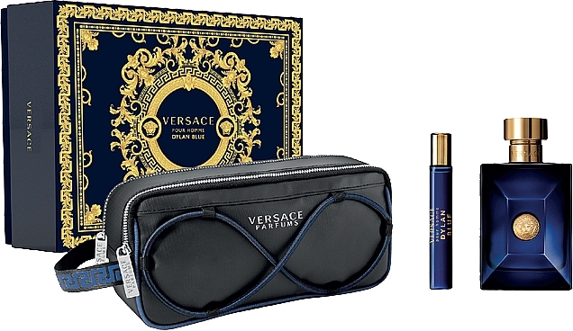 Versace Dylan Blue Pour Homme - Duftset (Eau de Toilette 100ml + Eau de Toilette Mini 10ml + Kosmetiktasche 1 St.)  — Bild N1