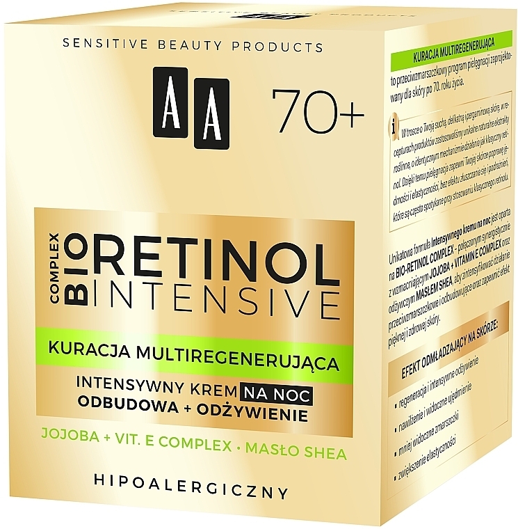 Intensiv regenerierende Nachtcreme mit Retinol und grünem Kaviar 70+ - AA Retinol Intensive Healthy Glow 70+ Night Cream — Bild N3