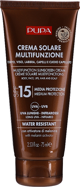 Feuchtigkeitsspendende Sonnenschutzcreme für Körper, Gesicht, Haar und Kopfhaut SPF 15 - Pupa Multifunction Sunscreen Cream — Bild N1