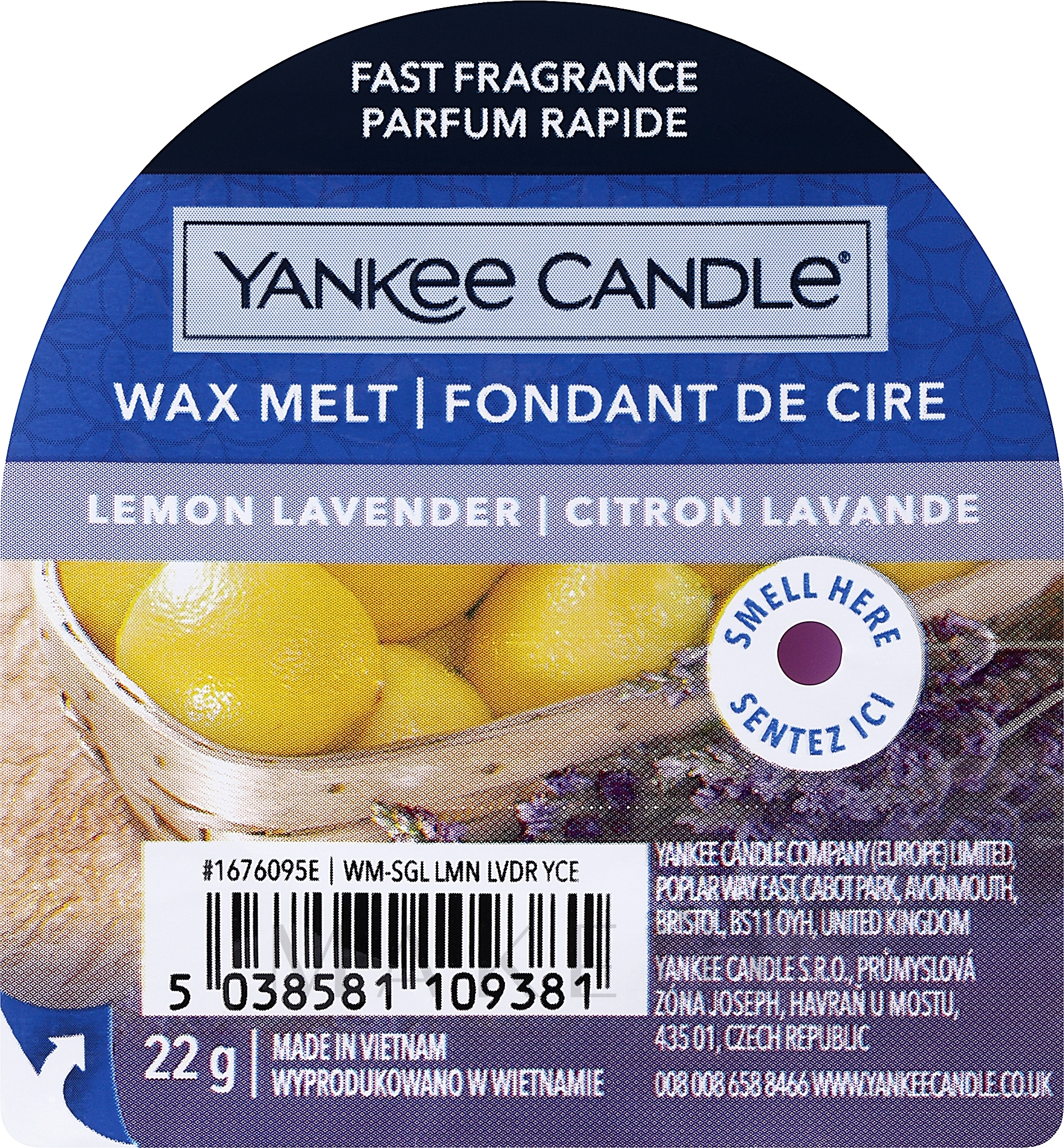 Duftwachs Lemon Lavender - Yankee Candle Lemon Lavender Wax Melt — Bild 22 g