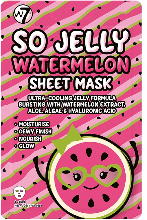 Tuchmaske für das Gesicht mit Wassermelone - W7 Watermelon Sheet Mask So Jelly — Bild N1